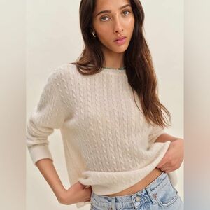 Reformation Cashmere Boyfriend Sweater Cream Cable